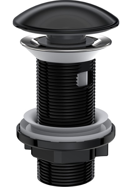 Elıxır Pop-Up Lavabo Gideri Seti | Parlak Siyah Seramik Başlıklı | Standart Ölçü |taşma Deliği Seçenekli