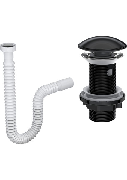 Elıxır Pop-Up Lavabo Gideri Seti | Parlak Siyah Seramik Başlıklı | Standart Ölçü |taşma Deliği Seçenekli fiyatları