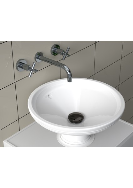 Elıxır Pop-Up Lavabo Gideri Seti | Parlak Siyah Seramik Başlıklı | Standart Ölçü |taşma Deliği Seçenekli modelleri