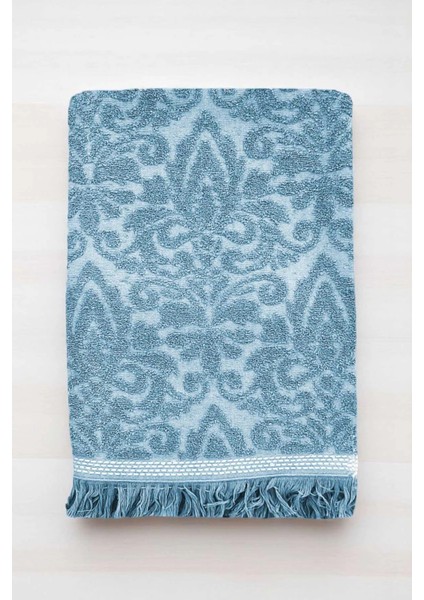 2 Parça Jakarlı Banyo Havlu Takımı &AMP;#37;100 Pamuklu 90X150 cm Arden Mavi fiyatları