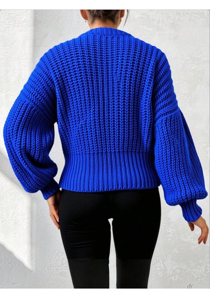 Kadın Kalın Örgü Balon Kol Triko Kazak fiyatları