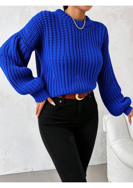 Kadın Kalın Örgü Balon Kol Triko Kazak modelleri