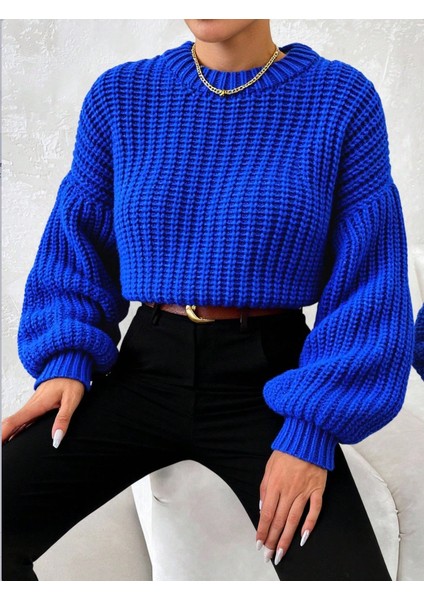 Kadın Kalın Örgü Balon Kol Triko Kazak indirimleri