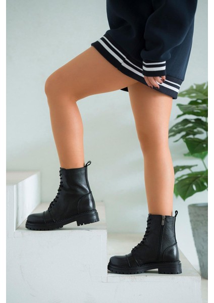 Roy Bağcıklı Kadın Hakiki Deri Postal Ksiyah fırsatları