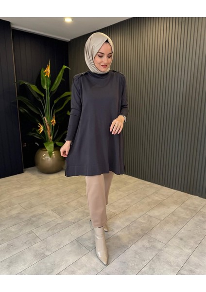 7014 Omuzu Kolu Düğmeli Vanezia Triko Tunik fiyatları
