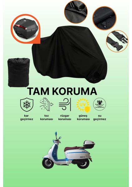 Siyah Arka Çanta Uyumlu Falcon Martini 50 Uyumlu Motosiklet Brandası, Koruyucu Örtü