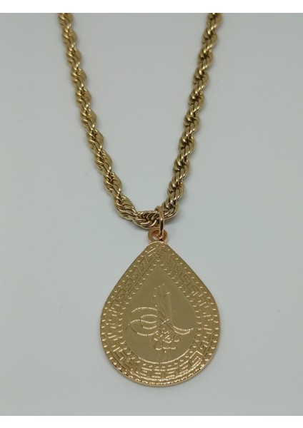 Kalın Burgu Zincirli Tuğralı Kolye modelleri