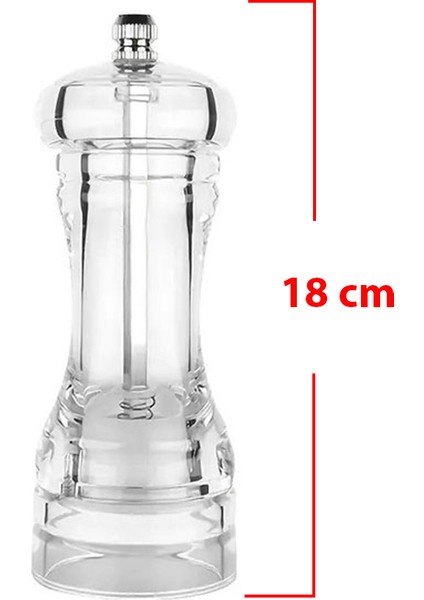 1 Adet Şeffaf Akrilik 18 cm Büyük Boy Baharat Tuz Karabiber Öğütücü Değirmeni
