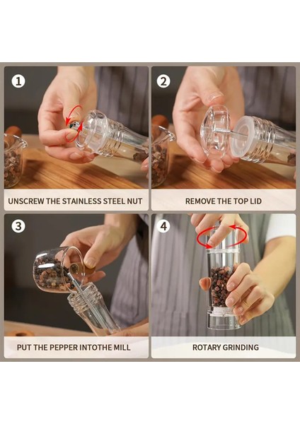 1 Adet Şeffaf Akrilik 18 cm Büyük Boy Baharat Tuz Karabiber Öğütücü Değirmeni fırsatları