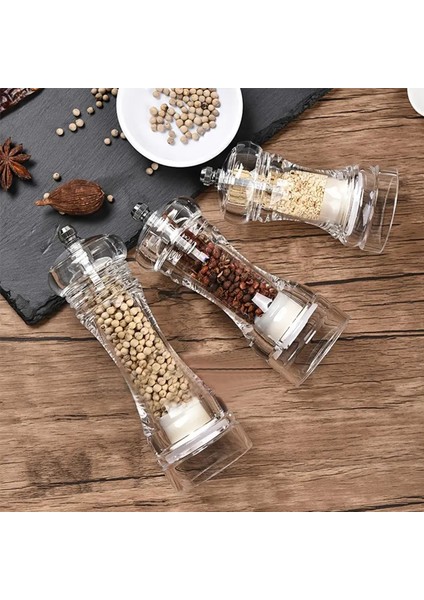 1 Adet Şeffaf Akrilik 18 cm Büyük Boy Baharat Tuz Karabiber Öğütücü Değirmeni
