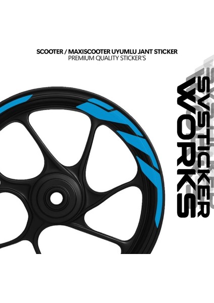 Scooter Maxiscooter Jant Sticker Jant Şeridi Kalın Dıştan Içe Mavi fiyatları