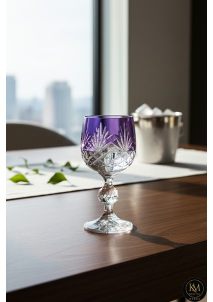 Bohemia Kristal Püskül Desenli Kristal Ayaklı Kahve Yanı Su Lüks Bardağı 150ML