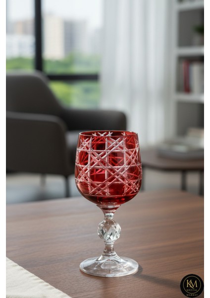 El Yapımı Kristal Bohemia Renkli Lüks Kristal Ayaklı Kadeh Kahve Yanı Su Bardağı