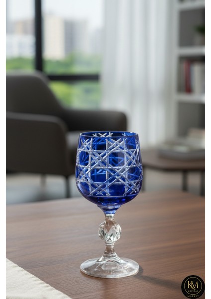 El Yapımı Kristal Bohemia Renkli Lüks Kristal Ayaklı Kadeh Kahve Yanı Su Bardağı