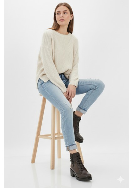 Kadın Alçak Topuklu Spor Tarz Günlük Fermuarlı Yumuşak Hakiki Deri Bot BD25/KB2710 fiyatları