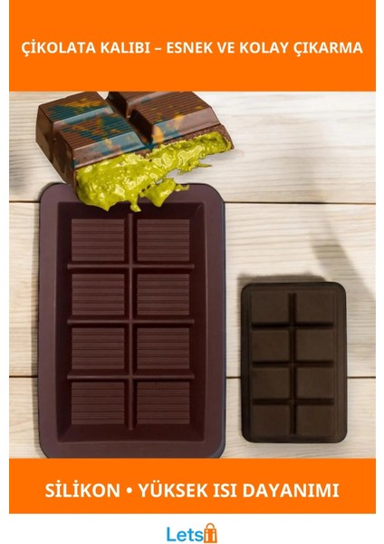 Esnek Dayanıklı Silikon Dubai Çikolata Kalıbı 14X9 cm