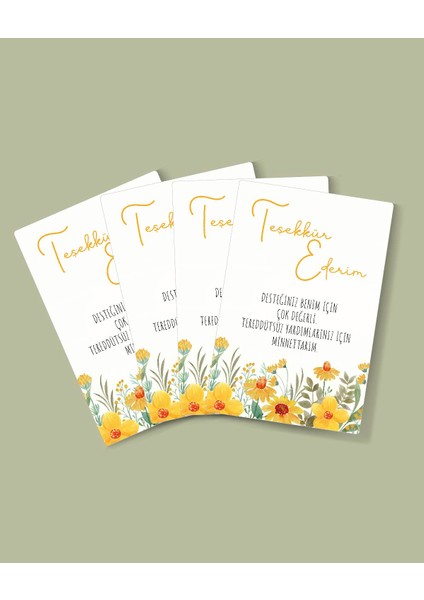 Öğretmenler Günü Tebrik Kartı-Teşekkür Kartı-Özel Gün 24 Kasım -4 Lü-Not Kartı-Hediye Kartı-Tek Yüzlü