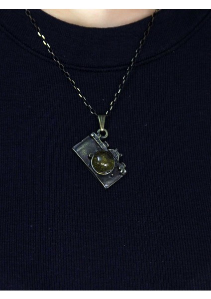 Doğal Taş Sitrin Doğal Taşlı Fotograf Makinesi Modelli Antik Kadın Kolye EUK42S fiyatları