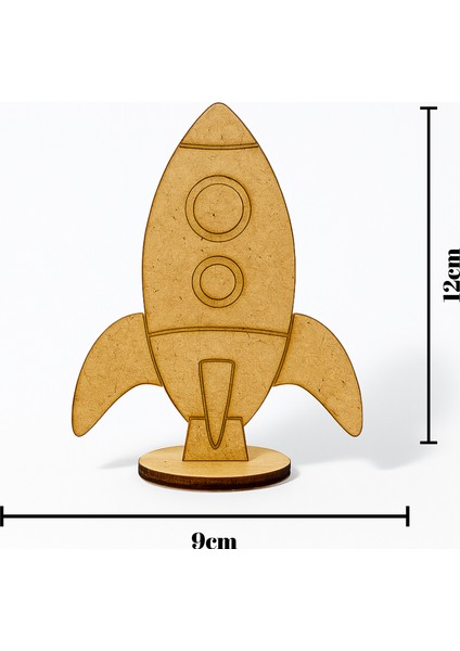 Ahşap Roket Boyama - Boyanabilir Roket Ahşap - Tasarım Roket - 50'li Demonte Boyanabilir Roket