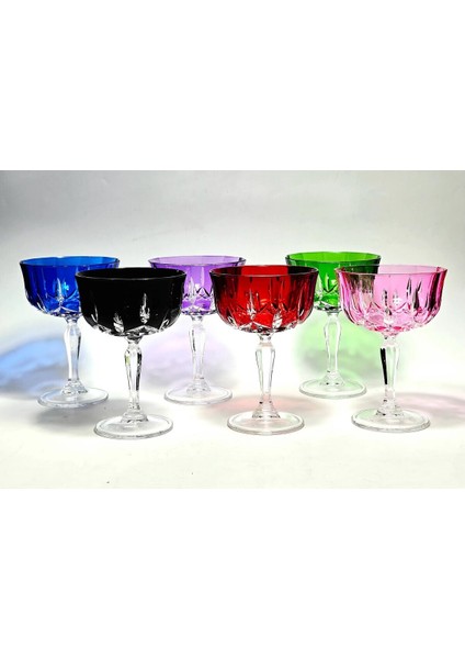 El Yapımı Kristal Cristalleria Italiana Desenli Rengarenk Dondurmalık Set 6'lı fiyatları