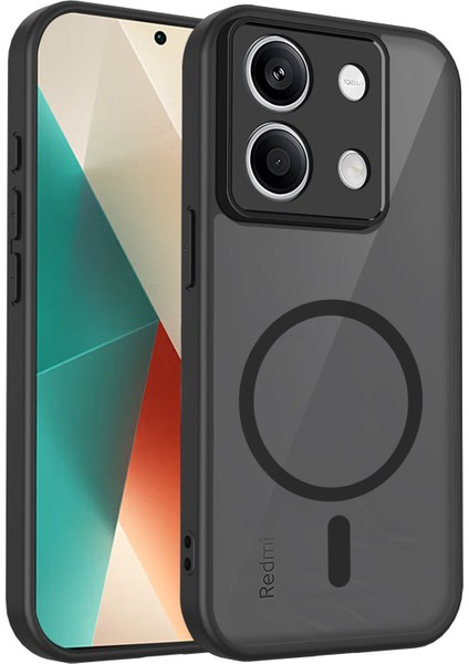 Xiaomi Redmi Note 13 5g Kılıf, Manyetik Yarı Saydam Mat Darbeye Dayanıklı ve Parmak Izi Önleyici Koruyucu Kılıf-Siyah (Yurt Dışından)