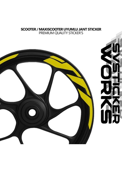 Scooter Maxiscooter Jant Sticker Jant Şeridi Kalın Dıştan Içe Sarı fiyatları