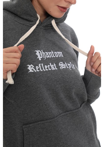 Kadın Kapüşonlu Kanguru Cep Şardonlu 3 Iplik Kışlık Içi Polarlı Günlük Eşofman Takım