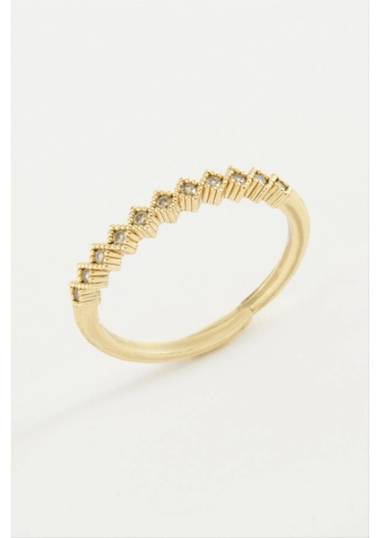 Baklava Şekli Taşlı Metal Yüzük