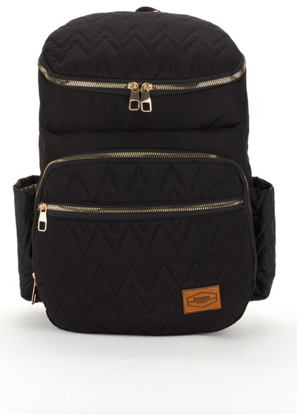 Nakışlı Bondit Hafif Kumaş Anne Bebek Bakım Çantası Termoslu Biberon Cepleri