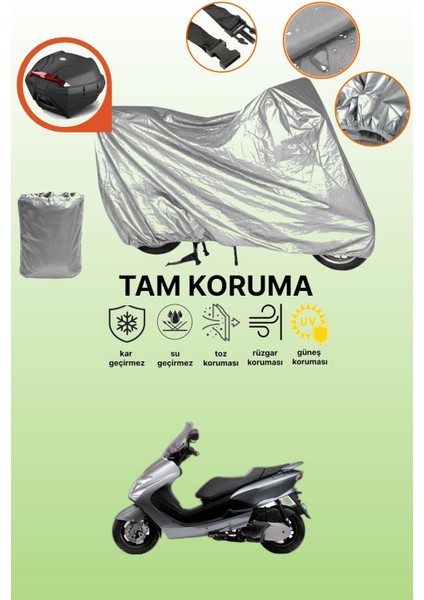 Gri Arka Çanta Uyumlu Yamaha Majesty 180 Uyumlu Motor Brandası, Koruyucu Örtü