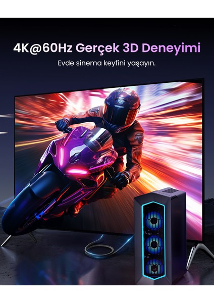 4K 60Hz Displayport To HDMI Örgülü Kablo, 1m, 15773 modelleri