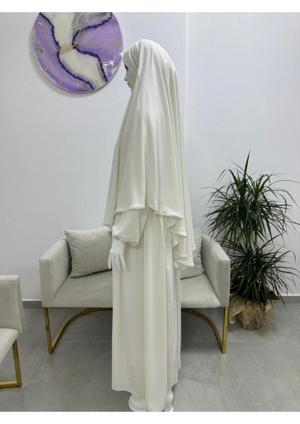Ferace & Abaya Sufle Takım Yandan Robalı Elbise .hac ve Umre Için Uygundur Ekru Rengi fiyatları