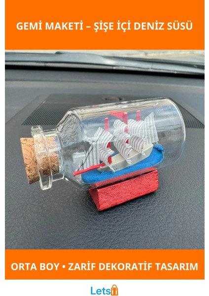 Orta Boy Şişe Içerisinde Dekoratif Gemi Maketi