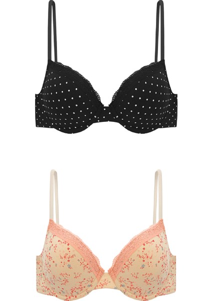 Alba Cotton Baskılı Desteksiz Maksimum Kavrama ve Kusursuz Form- 2742- Siyah Ten