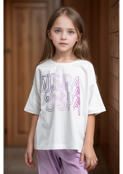 Kız Çocuk %100 Pamuklu Baskılı Kısa Kol Ikili Pijama Takımı US01.LL.01.P4.O009