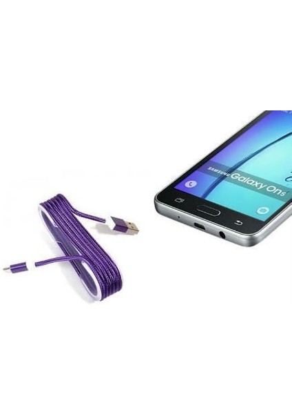 Android Örgü Şeklinde Renkli Çelik Şarj Data Kablosu - Mor