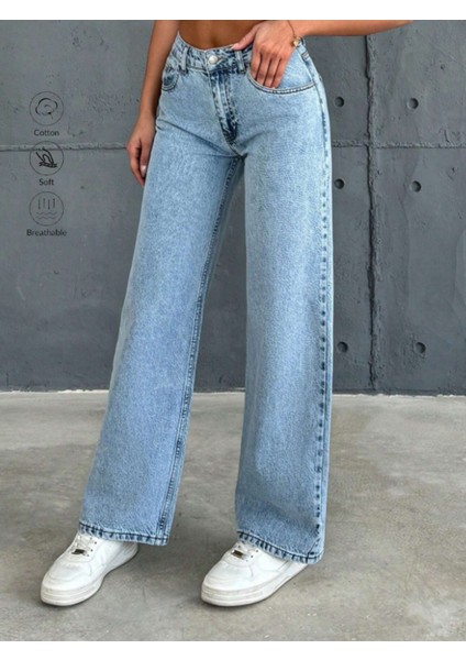 Kadın Yüksek Bel Boyfriend Bol Paça Kot Pantolon fiyatları