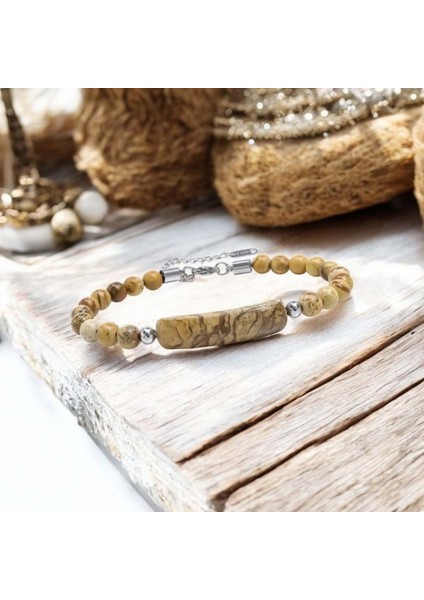 Odun Jasper Doğaltaş Çelik Halat ve Çelik Klipsli Bileklik 9592B19D3 modelleri