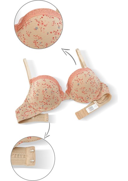 Alba Cotton Baskılı Desteksiz Maksimum Kavrama ve Kusursuz Form- 2742- Siyah Ten