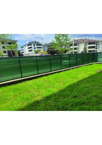 %95'lik Gölgelik-Bahçe Çit Filesi-Siyah Şeritli Halkalı - Koyu Yeşil