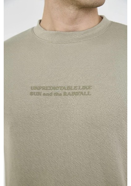 Unisex Bisiklet Yaka Slim Fit T-Shirt- Açık Yeşil