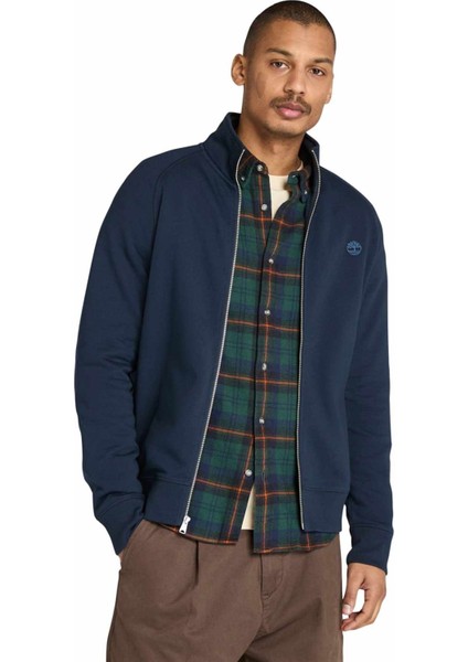 TB0A5MDE4331-EXETER Rıver Brushed Mavi Fermuarlı Yaka Regular Fit Düz Erkek Sweatshırt