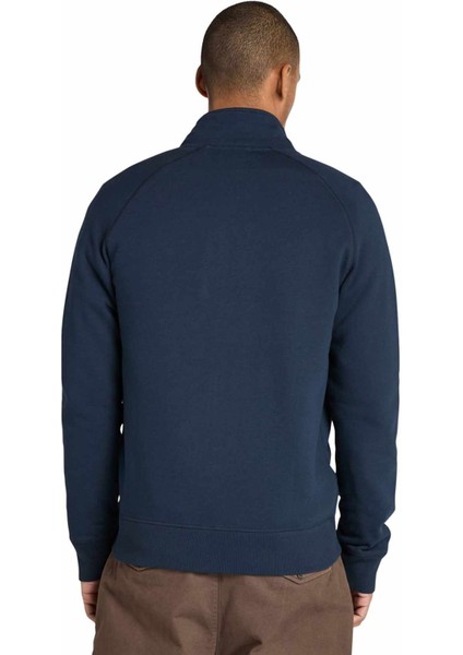 TB0A5MDE4331-EXETER Rıver Brushed Mavi Fermuarlı Yaka Regular Fit Düz Erkek Sweatshırt modelleri