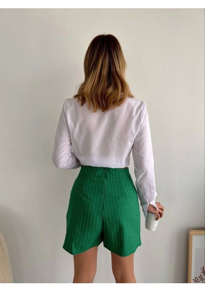 Zincir Detaylı Çizgili Şort Etek fiyatları