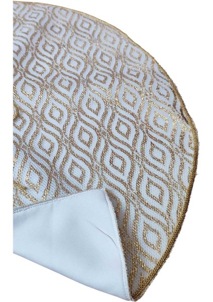 Yılbaşı Çam Ağacı Altı Örtüsü, Çam Ağacı Ayak Halısı Örtüsü, Beyaz Renk, Gold Varak Desenli, 65 cm fırsatları