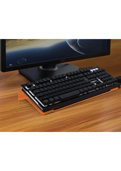 Klavye Standı Sehpası Klavye Yükseltici Pleksiglass 3 mm Şeffaf Turuncu Özel Renk..