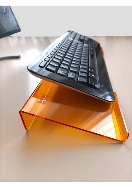 Klavye Standı Sehpası Klavye Yükseltici Pleksiglass 3 mm Şeffaf Turuncu Özel Renk.. modelleri