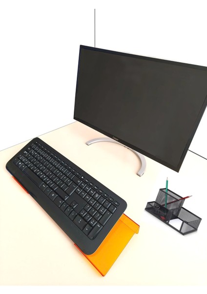 Klavye Standı Sehpası Klavye Yükseltici Pleksiglass 3 mm Şeffaf Turuncu Özel Renk.. fırsatları