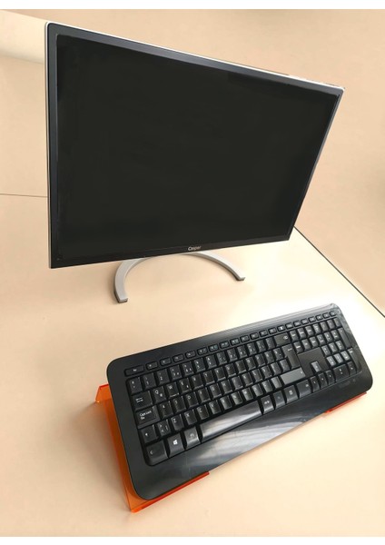 Klavye Standı Sehpası Klavye Yükseltici Pleksiglass 3 mm Şeffaf Turuncu Özel Renk.. indirimleri