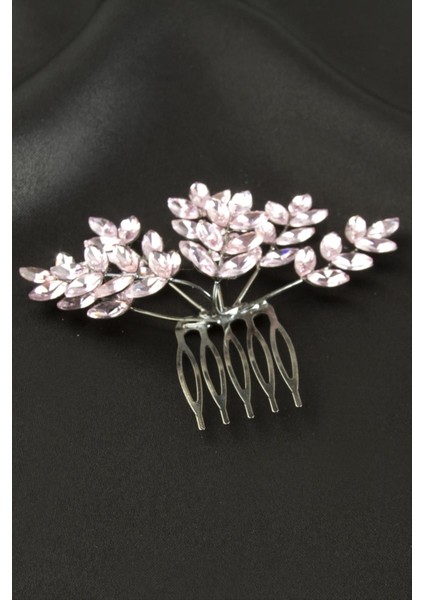 Yaprak Kristal Taşlı Taraklı Yan Toka